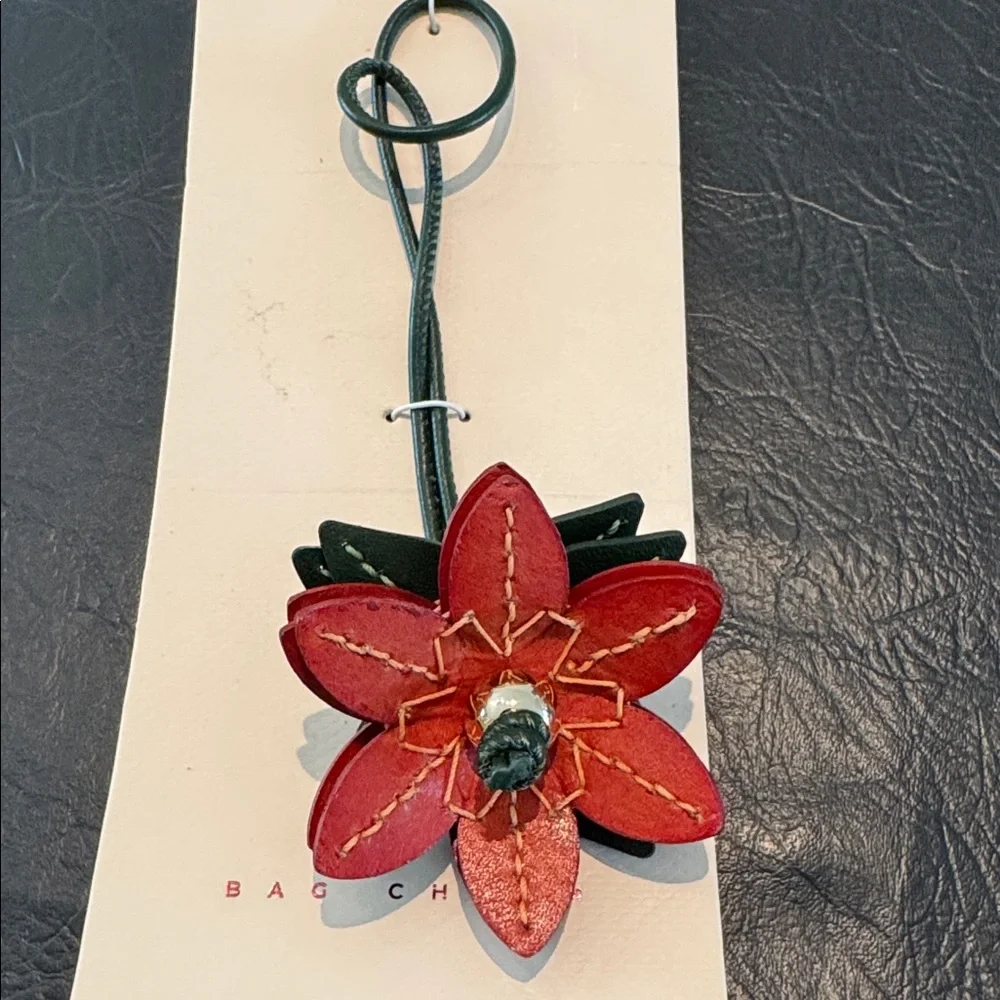 Camila Coelho Red Leather Flower Pendant with Green Cord - Picture 5 of 6